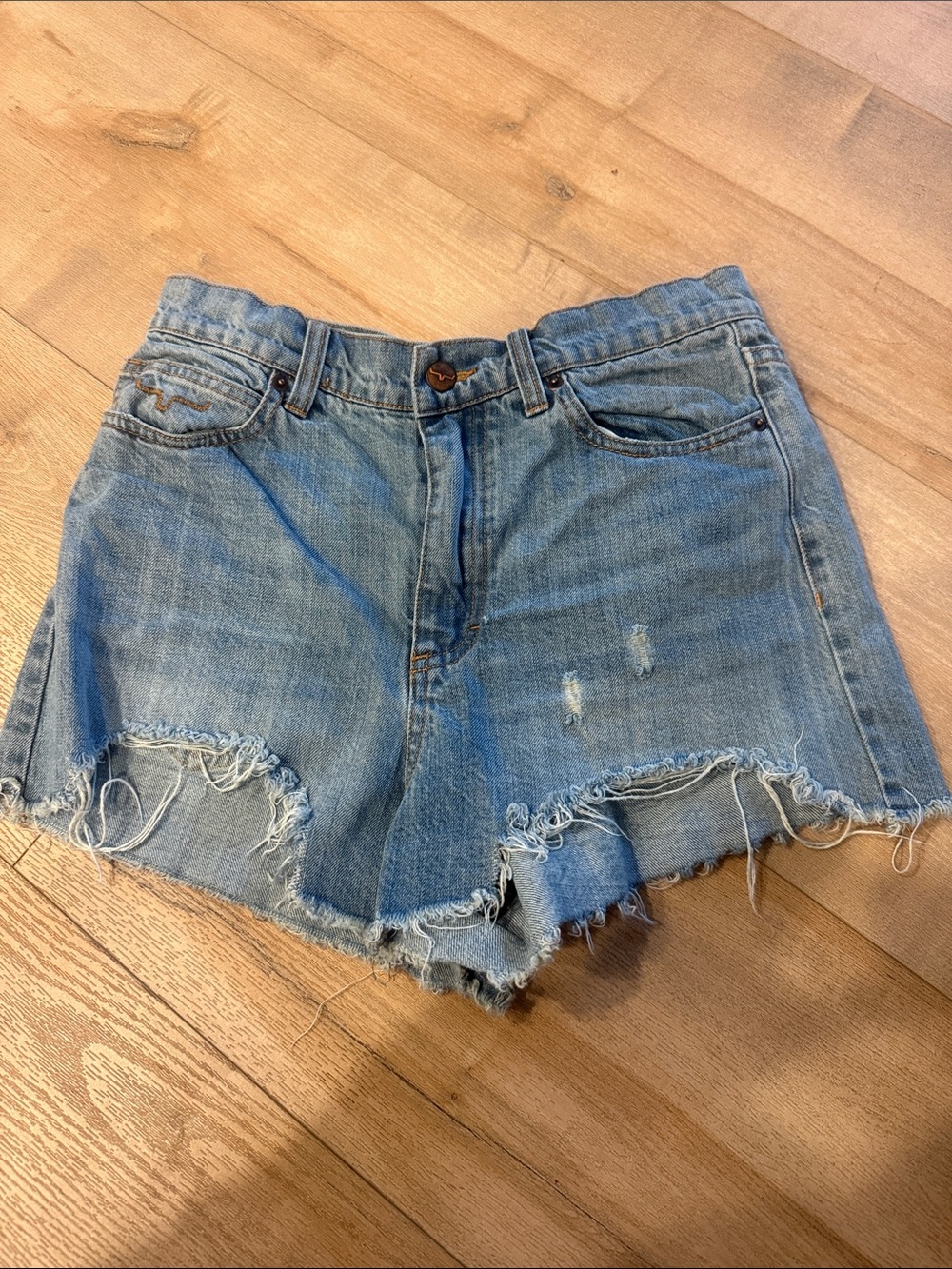 Kimes Ranch Light Blue Distressed Denim Cutoff Shorts